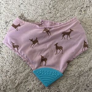 Silkberry Baby Bamboo Bandanna Pink Deer Print Teething Bib